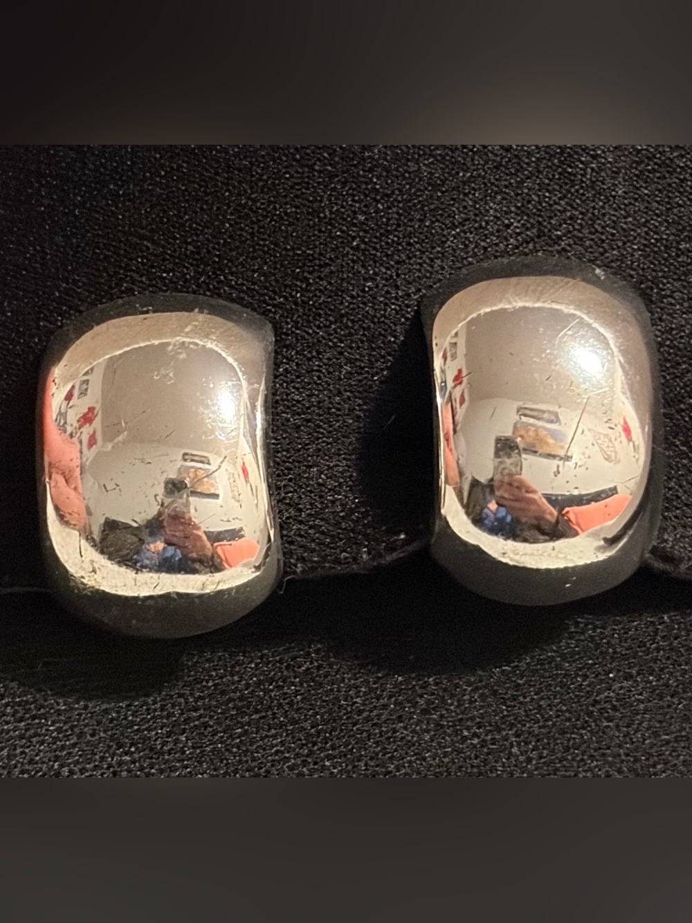 🩶✨Vintage 1990s Signed NJY Silver Tone Chunky Geometric Clip-On Earrings✨🩶